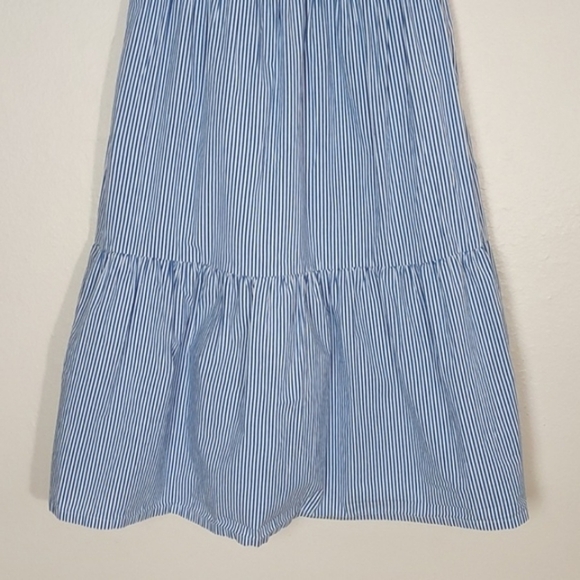 J. CREW Tiered Midi Ruffle Dress Blue White Stripe Size 2 - Picture 4 of 14